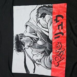 Vintage Ryu Street Fighter Black Graphic Long Sleeve Men's Shirt Size 3XL